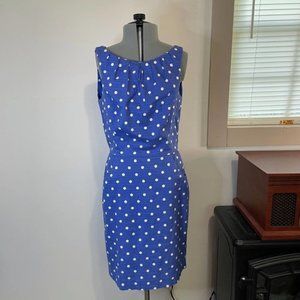 Chaps Blue and White Polka Dot Tank Dress with Pockets Missing Belt size 10